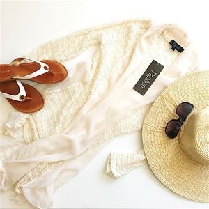 Papillon Sheer Duster Open Front Cardigan Knit